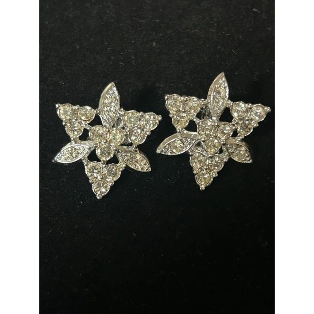 Vintage Sarah Coventry Silver-Tone Rhinestone Clip-On Earrings
